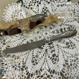 Столовые ножи "Ромашка" Режевский МЗ. Мнц с серебрением, нерж сталь. Цена за 6шт. Картинка 1